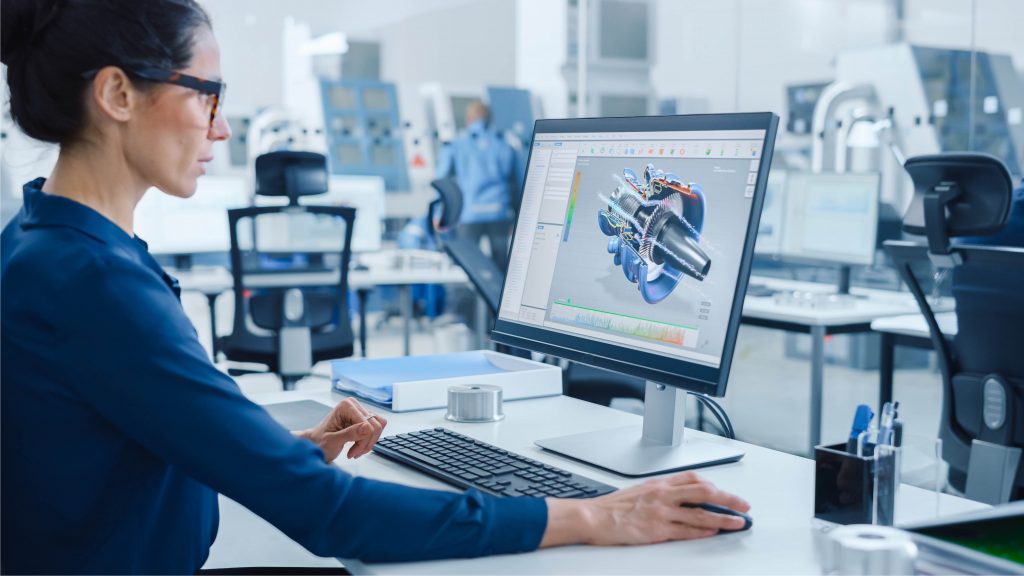 aviation prototype system development woman working on computer screen